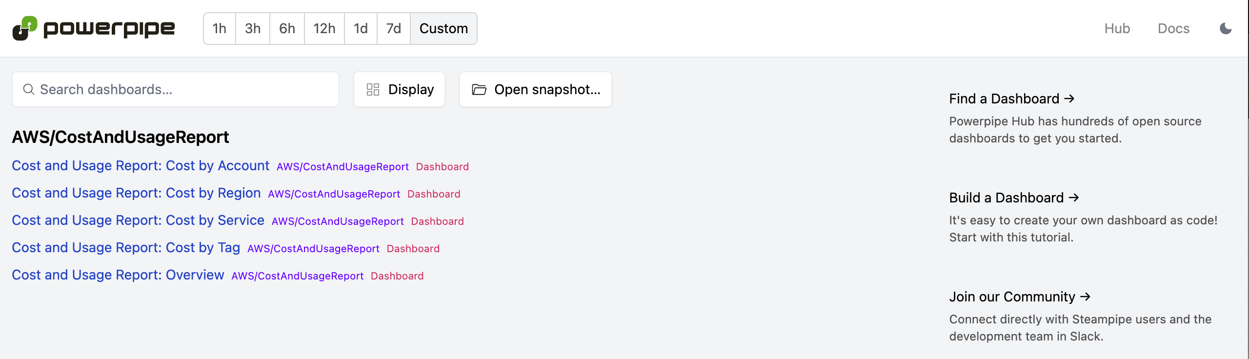 Powerpipe main screen